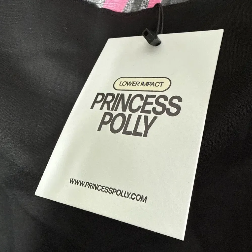 Princess Polly Karley Low Waist Mini Black Skirt, Size 4